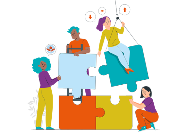 Groupe de collaborateurs qui travaillent ensemble de façon organisée afin d'éviter les risques psychosociaux et la surcharge mentale.