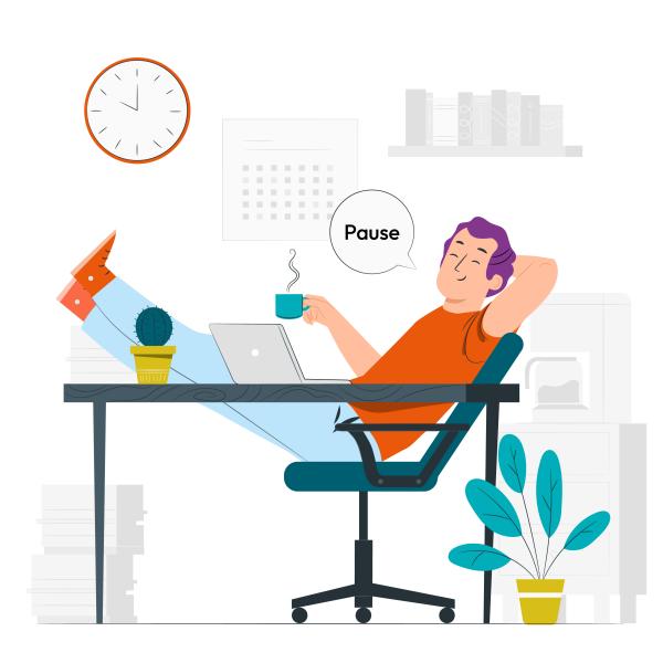 Collaborateur au repos, illustrant l'importance de la QVCT et de la récupération au travail pour éviter que la charge mentale ne soit trop importante.